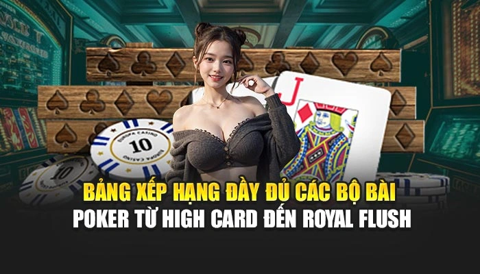 Poker Online FEBET - Bí Quyết Thắng Lớn Từ Các Chuyên Gia 2 Bảng xếp hạng đầy đủ các bộ bài poker từ High Card đến Royal Flush
