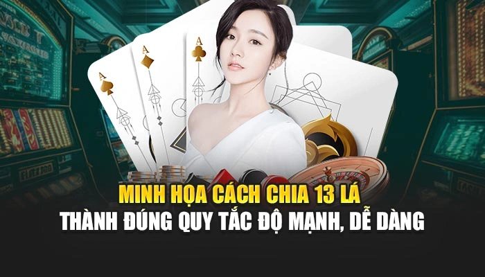 Mậu Binh FEBET - Cách Xếp Chuẩn Thắng Cược Mọi Ván Bài 1 Minh họa cách chia 13 lá thành đúng quy tắc độ mạnh